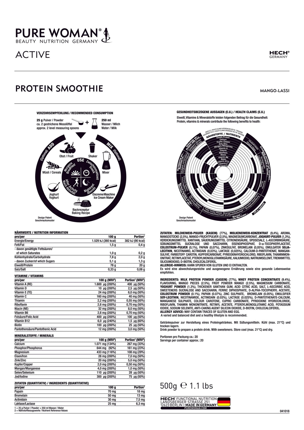 HECH Protein Smoothie Mango-Lassi